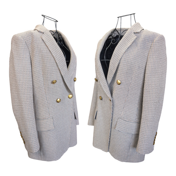 A.L.C. Sedgwick II Double Breasted Gold Button Houndstooth Tailored Blazer 8 - Picture 4 of 13
